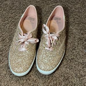 Kate Spade Keds rose gold glitter sneakers size 10